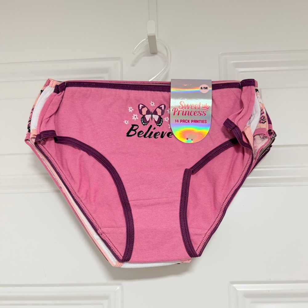 Girls' Pink 'Believe' Cotton Underwear - 8/M